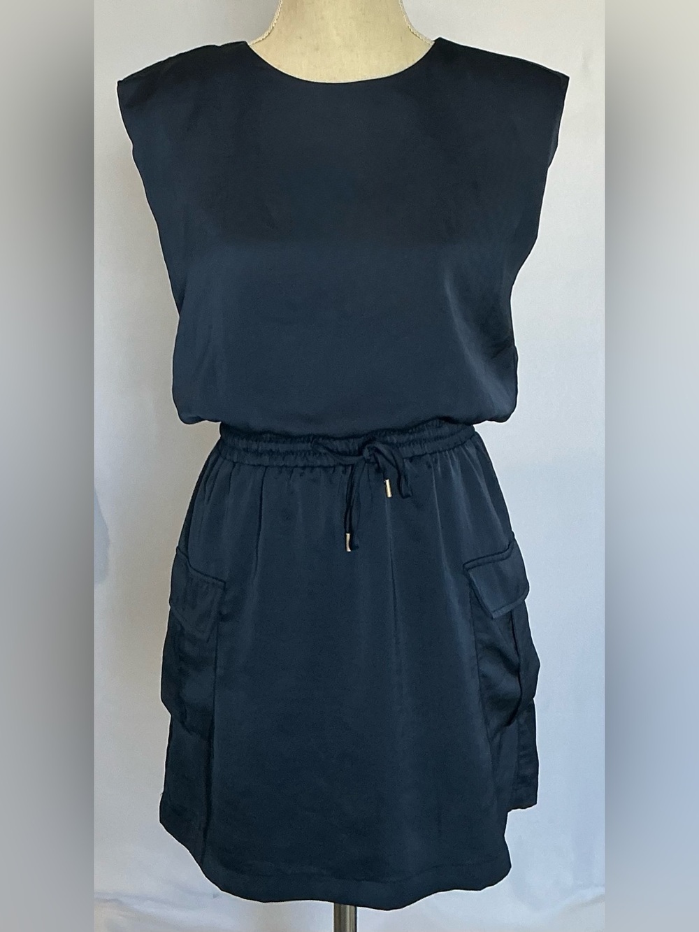 Skies Are Blue Navy Drawstring Cargo Mini Dress XS